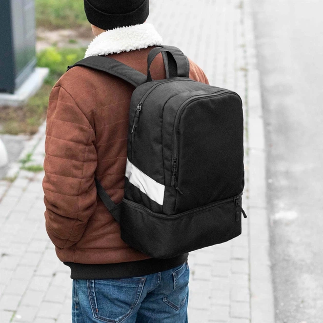 Рюкзак спортивный городской Virat Black с отделом для обуви, Оксфорд 1000D, 26 л, черный, со светоотражателями - изображение 5