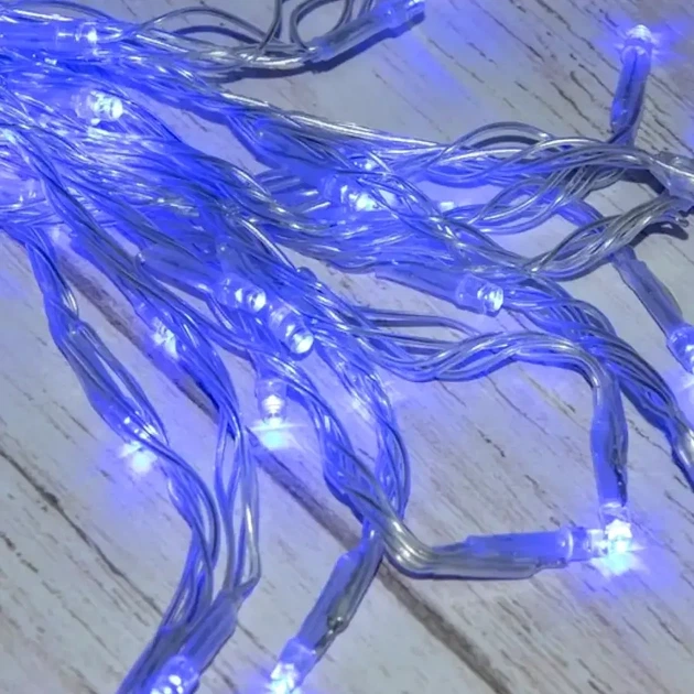 Гірлянда штора водоспад 320LED синій світло 3х2м для прикраси інтер'єру - зображення 9