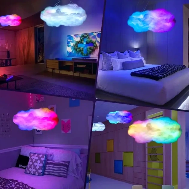 Подвесная LED лампа Облако RGB с управлением от USB и пультом для освещения помещений модель OBL-211 - изображение 2