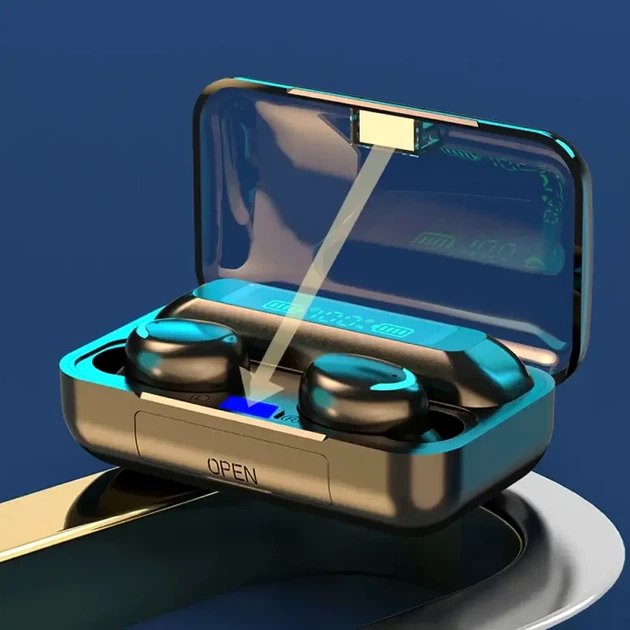 Бездротові навушники Bluetooth з функцією повербанк 2000мАч накладні чорні TWS BTH-F9-5 - зображення 4