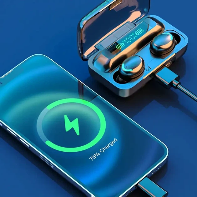 Бездротові навушники Bluetooth з функцією повербанк 2000мАч накладні чорні TWS BTH-F9-5 - зображення 5