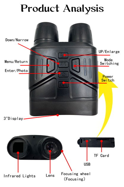 Комплект Цифровой бинокль ночного видения Hunter H4000NV Nightvision ночной визор с фото и видео съемкой Черный + Тактический рюкзак до 80 л - изображение 8