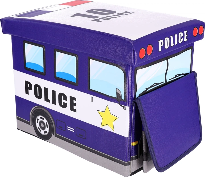 Skrzynia na zabawki Hedo z pufą Wóz policyjny (5904041123542) - obraz 5