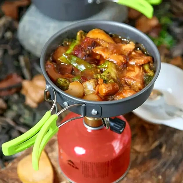 Походный набор посуды кастрюля чайник сковорода для туризма Cooking Set DS-308 - Фото 2 Походный набор посуды кастрюля чайник сковорода для туризма Cooking Set DS-308 - изображение 2