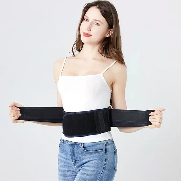 Підтримуючий пояс для спини 2XL-3XL чорний ортопедичний реклінатор для корекції постави напівжорстка фіксація - зображення 2