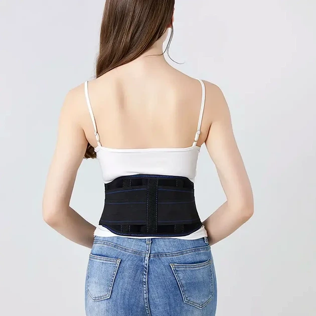 Підтримуючий пояс для спини 2XL-3XL чорний ортопедичний реклінатор для корекції постави напівжорстка фіксація - зображення 5