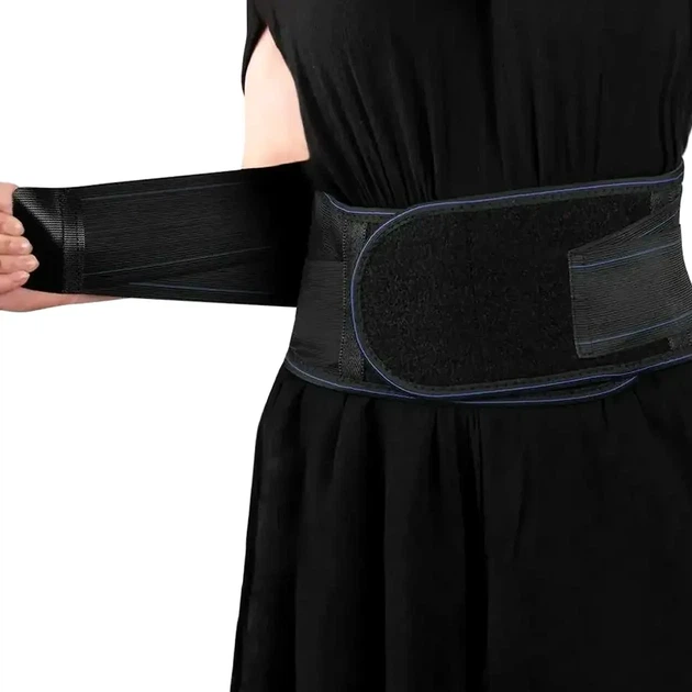 Підтримуючий пояс для спини 2XL-3XL чорний ортопедичний реклінатор для корекції постави напівжорстка фіксація - зображення 6