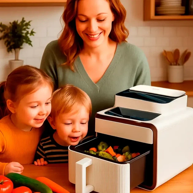 Аэрогриль 4200W 9L без масла для жарки и запекания механическое управление белый Rainberg RB-2313W - изображение 6