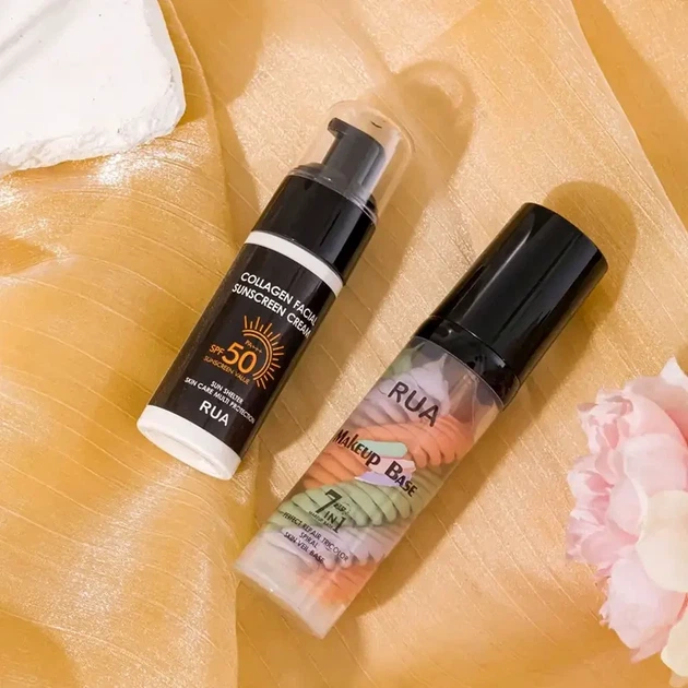 Набір 2в1 база під макіяж праймер для обличчя RUA SPF 50 кольорова палітра триколірна - Фото 8 Набір 2в1 база під макіяж праймер для обличчя RUA SPF 50 кольорова палітра триколірна - зображення 8