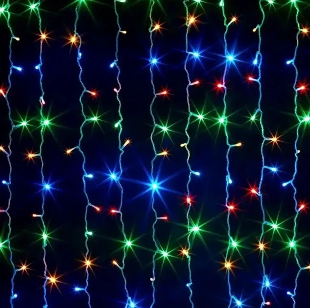 Гірлянда штора водоспад 320LED RGB 2х1.5м із живленням від USB для новорічного прикраси інтер'єру - зображення 5