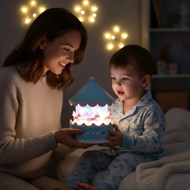 Проектор нічник з пультом 21 слайд LED світильник для дітей висота 150 см джерело живлення батарейка колір блакитний - зображення 2