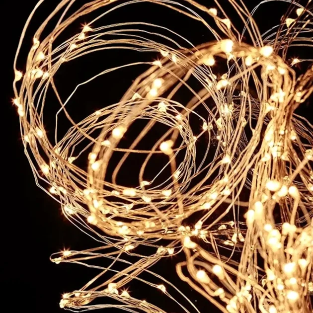 Гирлянда светодиодная на USB 1000LED 5м 20 нитей теплый белый с пультом 8 режимов для новогодней елки - изображение 5