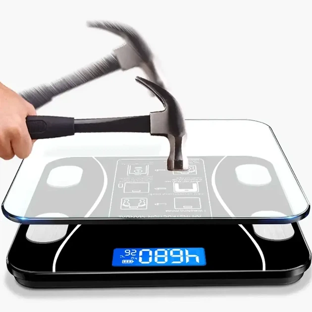 Смарт весы напольные до 180 кг с Bluetooth приложением черные модель A-8003 для контроля веса и здоровья - Фото 5 Смарт весы напольные до 180 кг с Bluetooth приложением черные модель A-8003 для контроля веса и здоровья - изображение 5