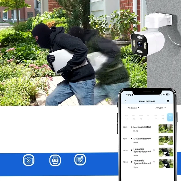 Вулична камера відеоспостереження IP 3МП з WIFI та датчиком руху біла з LED підсвічуванням 20м модель A6S - зображення 7