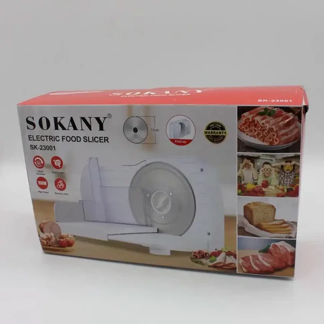 Слайсер електричний Sokany SK-23001 потужність 150 Вт нарізка 0-15 мм для кухні колір білий матеріал пластик - зображення 10