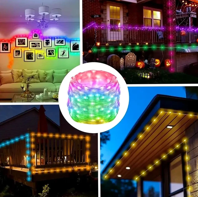 Гірлянда світлодіодна 20м 200 LED мультиколор з пультом для новорічного оформлення ялинки - зображення 7