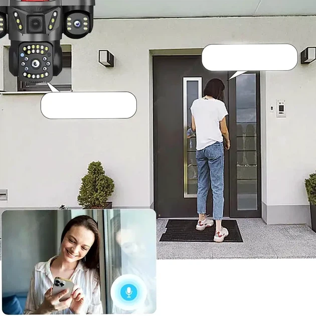 Камера видеонаблюдения 4G 12MP 6K поворотная уличная с датчиком движения LED ИК подсветкой для внутреннего использования - изображение 9
