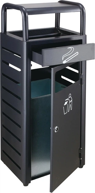 Kosz na śmieci Hedo z popielniczką Czarny (5904041100031) - obraz 2