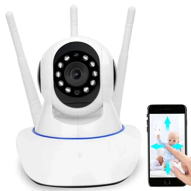 Поворотна IP камера відеоспостереження HD WIFI з ІЧ підсвічуванням 355 градусів для внутрішнього використання біла - Фото 2 Поворотна IP камера відеоспостереження HD WIFI з ІЧ підсвічуванням 355 градусів для внутрішнього використання біла - зображення 2