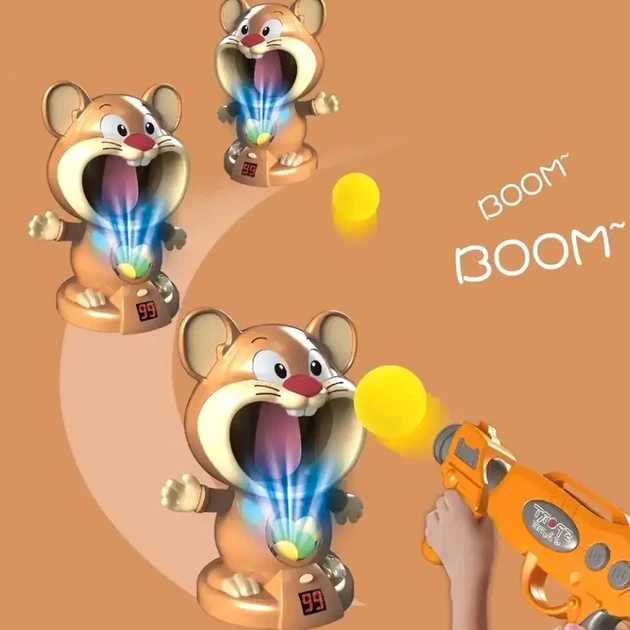 Интерактивный тир Мышонок Joy Acousto-Optic Hamster 1970A с бластером звуковыми эффектами для детей от 3 лет из пластика - изображение 6