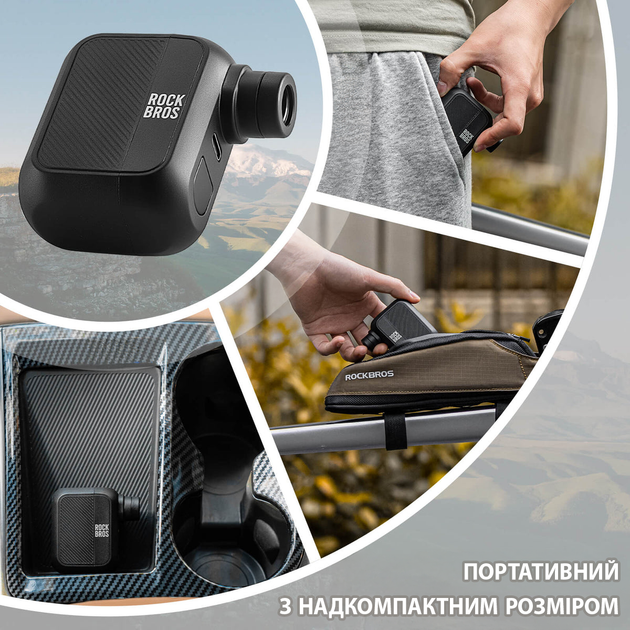 Насос аккумуляторный для велосипеда Rockbros AS110 легкий компактный компрессор на 100 PSI быстрая зарядка USB Type-C - Фото 3 Насос аккумуляторный для велосипеда Rockbros AS110 легкий компактный компрессор на 100 PSI быстрая зарядка USB Type-C - изображение 3