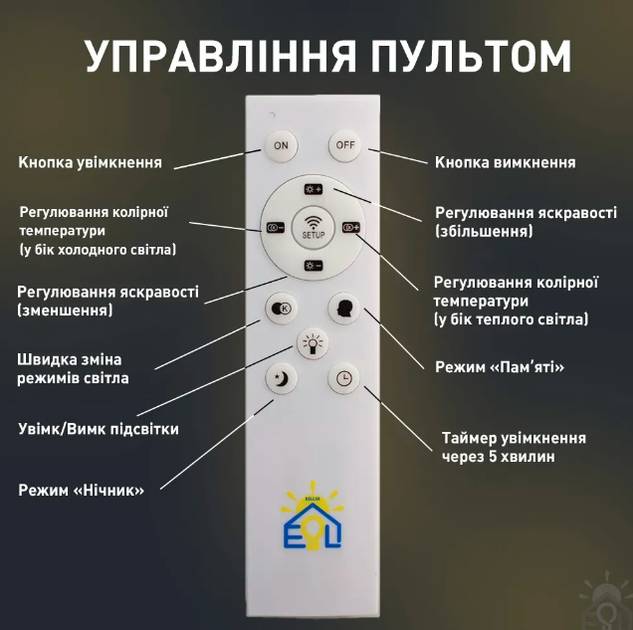 Люстра світлодіодна Esllse OVAL RGB 110W 5S 550x520x75мм біла з пультом ДУ - зображення 8