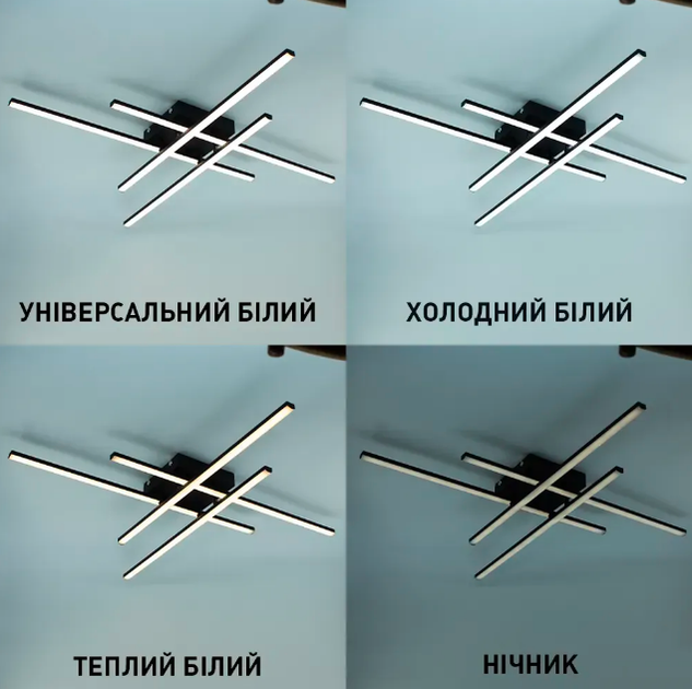 Світлодіодна люстра Esllse LINE 4L RC 70W 850x850x90мм чорна - зображення 6