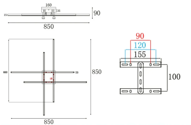 Світлодіодна люстра Esllse LINE 4L RC 70W 850x850x90мм чорна - зображення 8