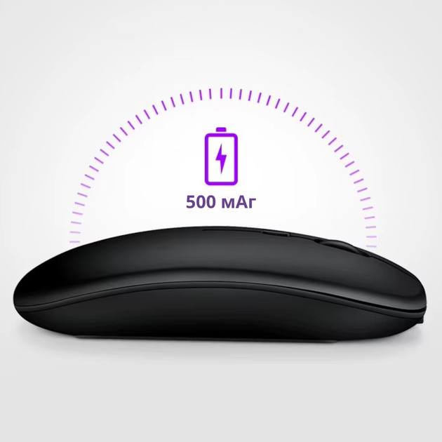 Безпроводная компьюторная мышь, безшумная, оптическая 2.4G+Bluetooth подключением c RGB-подсветкой DPI 800/1000/1200 черная X1_black - изображение 5