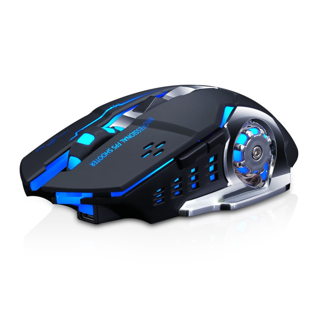 Бездротова ігрова миша, безшумна, оптична 2.4G+Bluetooth-під'єднанням з RGB-підсвіткою DPI 800/1000/1200 чорна Q13B - зображення 6