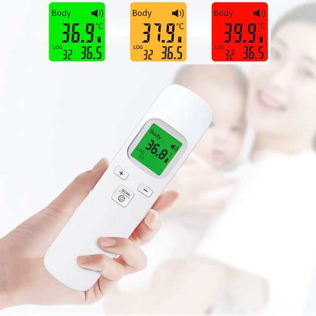 Цифровий безконтактний інфрачервоний термометр електронний LCD 42.9 °C 0.1 °C білий модель GP-100 - зображення 4
