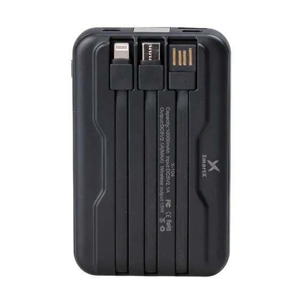 Повербанк 10000mah с беспроводной зарядкой 3 шнура в комплекте X104 - Фото 2 Повербанк 10000mah с беспроводной зарядкой 3 шнура в комплекте X104 - изображение 2