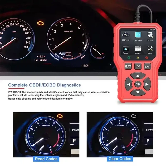 Диагностический автосканер OBD2 Foxsur V529 - Фото 3 Диагностический автосканер OBD2 Foxsur V529 - изображение 3