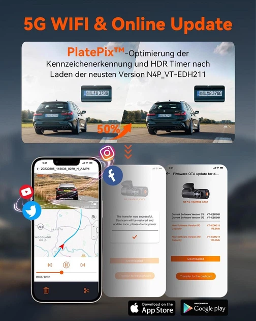 Видеорегистратор VANTRUE N4 Pro 5G WiFi 4K+ 1080P+ 1080P/3 HDR STARVIS 2 Черный - изображение 6