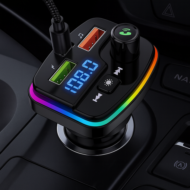 Автомобильный FM трансмиттер с зарядкой, 2хUSB, Type-C, PERVOI CTC-732 - изображение 2
