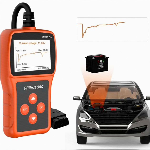 Автосканер OBD MS309PRO 2.4 дюйма рабочее напряжение 5-18 В для диагностики автомобилей - изображение 5