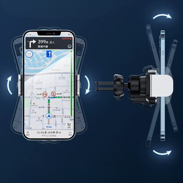 Автомобильный держатель для телефона с беспроводной зарядкой 5W в машину с поворотом 360° серебристый JDT-0849597 - Фото 3 Автомобильный держатель для телефона с беспроводной зарядкой 5W в машину с поворотом 360° серебристый JDT-0849597 - изображение 3