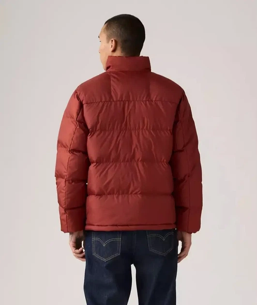 Чоловіча пухова куртка Levi's без капюшона XL червоно-коричнева - зображення 3