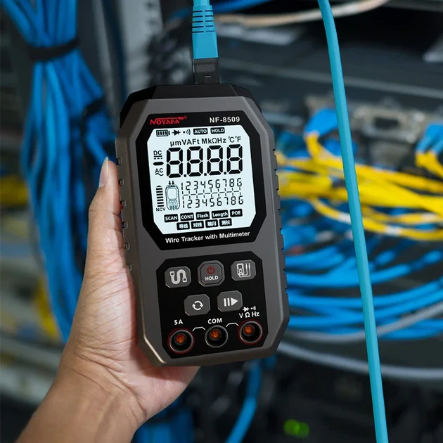Багатофункціональний кабельний тестер, трасошукач NOYAFA NF-8509, PoE + мультиметр 2 в 1 - зображення 6