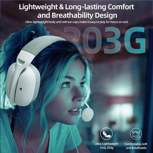 Беспроводные наушники Attack Shark L80 PRO WHITE (BT/2.4G ) - изображение 2