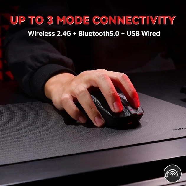 Игровая беспроводная мышь AJAZZ AJ199 Black PAW3311, 24000 DPI, 500mAh, 2.4G/Bluetooth/Кабель - изображение 8