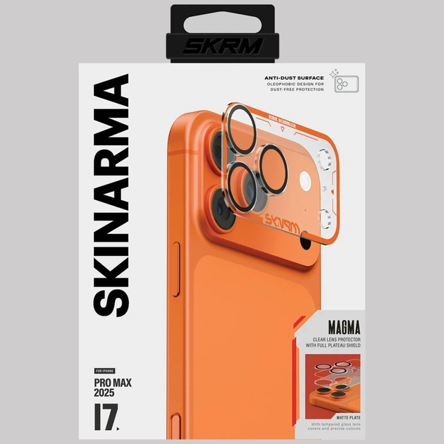 Гібридне скло SkinArma Magma Full Matte для Apple iPhone 17 Pro Max Orange (SK-IP17PM-LENS-MGMA-ORG) - зображення 3