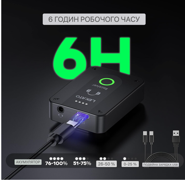 LEKATO MS-02 Беспроводная система ушных мониторов с низкой задержкой 2.4G для музыкантов, певцов и студий звукозаписи - изображение 2