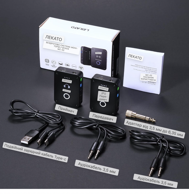 LEKATO MS-02 Беспроводная система ушных мониторов с низкой задержкой 2.4G для музыкантов, певцов и студий звукозаписи - изображение 5
