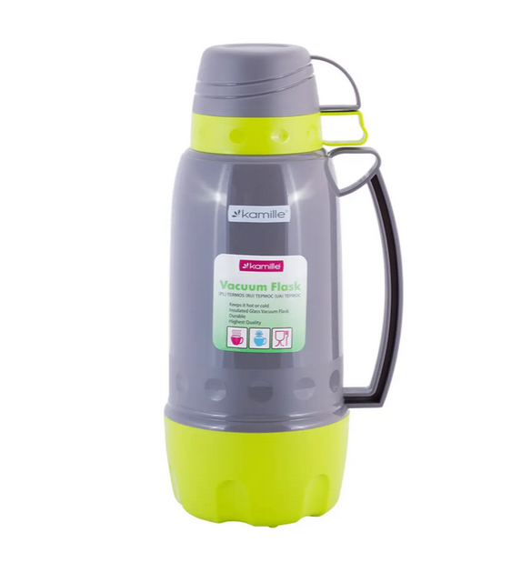 Термос Glass Pleasure 1,8л дзеркальна колба та 2 чашки Gray-Green - Фото 1 Термос Glass Pleasure 1,8л дзеркальна колба та 2 чашки Gray-Green - зображення 1