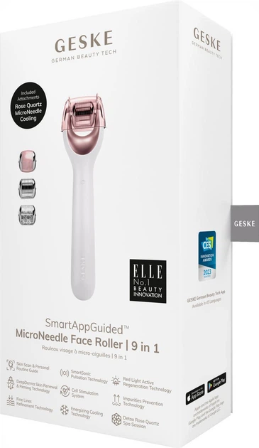 Электронный роллер для лица с микроиглами GESKE MicroNeedle Face Roller 9в1 жемчужный - изображение 7