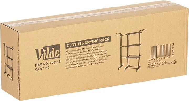 Suszarka na pranie Vilde metalowa czarna pionowa rozsuwana XXL 78 - 130 x 64 x 172 cm (5904316496760) - obraz 8