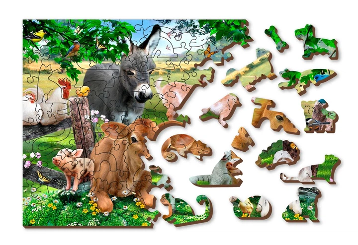 Drewniana układanka z figurkami Wooden City Maluchy na farmie M 200 elementów (5904151823400) - obraz 2