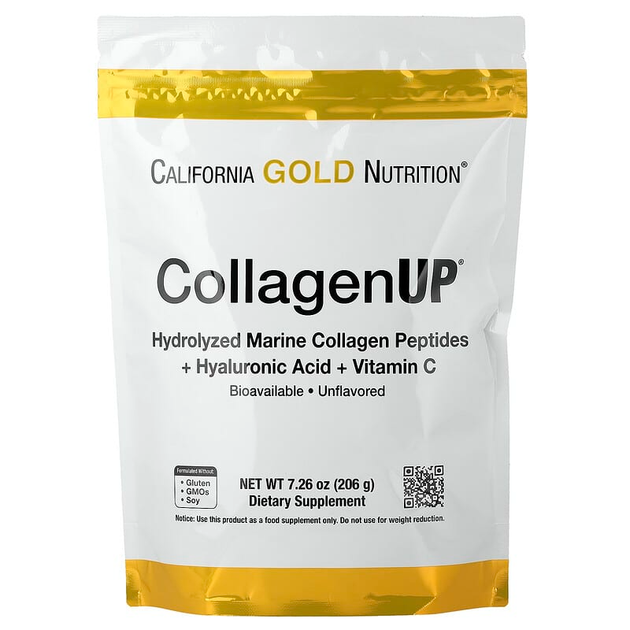 Пептиды морского коллагена California GOLD Nutrition "CollagenUP" гидролизованный рыбий 1 и 3 типа с гиалуроновой кислотой и витамином C, с нейтральным вкусом, 5000 мг (206 г / 7,26 унции) - Фото 1 Пептиды морского коллагена California GOLD Nutrition "CollagenUP" гидролизованный рыбий 1 и 3 типа с гиалуроновой кислотой и витамином C, с нейтральным вкусом, 5000 мг (206 г / 7,26 унции) - изображение 1