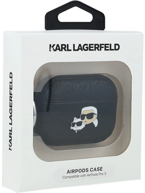 Чехол Karl Lagerfeld Monogram Karl and Choupette Head для Apple AirPods Pro 3 Black (3666339574628) - зображення 4